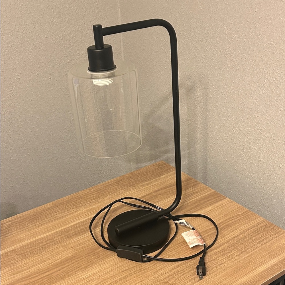 Mid Century Modern Industrial Black Glass Table Desk Lamp - 19.5 inches tall - Picture 3 of 3